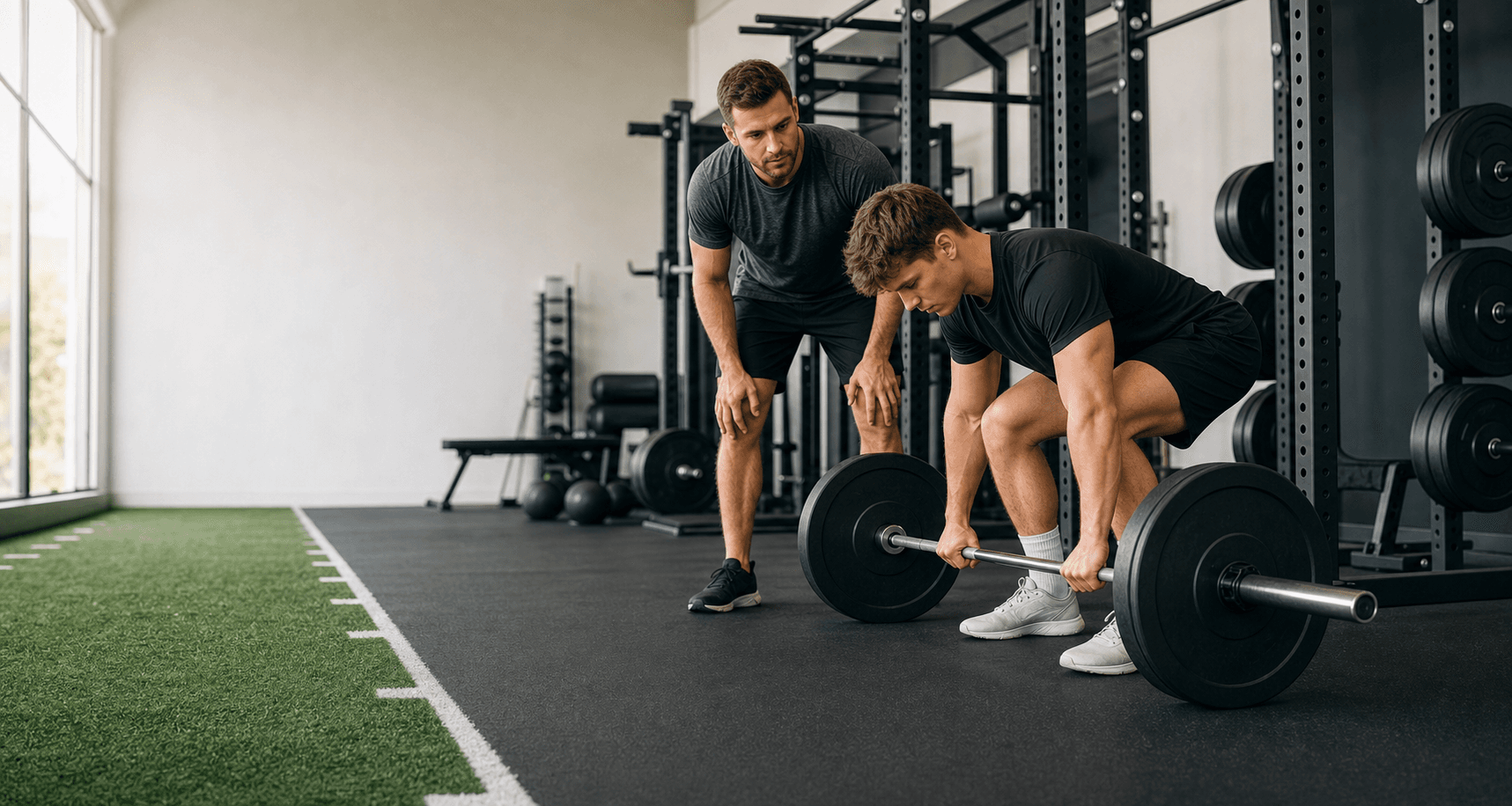 Strength and conditioning coaching session in a private gym
